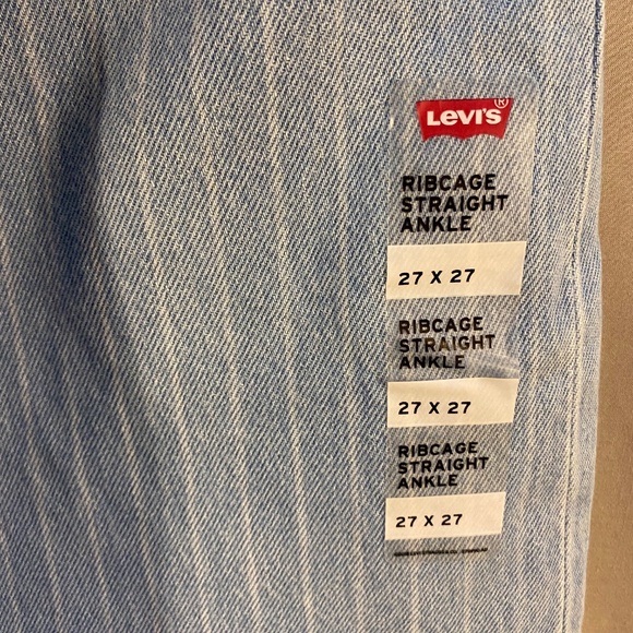 Levi's Ribcage Straight Ankle Jeans, blue with vertical stripes, size 27 - Picture 7 of 14
